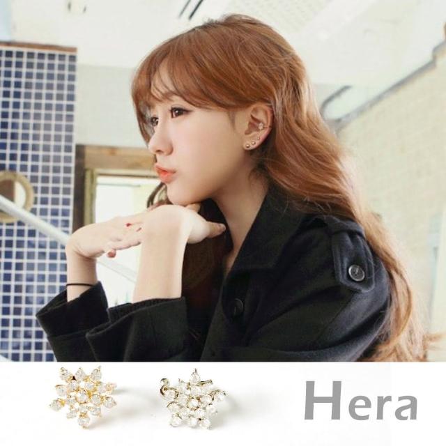 【HERA 赫拉】韓版五角星形雪花滿水鑽耳環/耳骨夾共2色(二顆入)