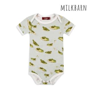 【Milkbarn】嬰兒 竹纖維包屁衣-短袖-青蛙(包屁衣 嬰兒上衣)