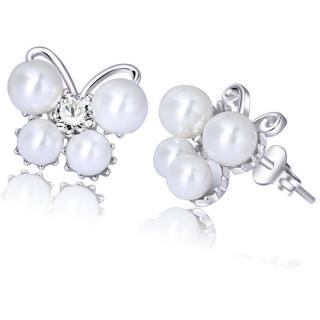 【I.Dear Jewelry】珍珠蝴蝶-正白K-精緻海洋淡珠造型蝴蝶耳環