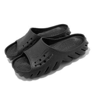 【Crocs】拖鞋 Echo Slide 男鞋 女鞋 黑 波波涼拖 一片拖 運動拖鞋 卡駱馳(208170001)