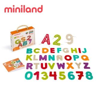 【西班牙Miniland】ECO數英手腦發展組(穿線同時學習筆順和專注力/認識英文字母與數字/西班牙原裝進口)