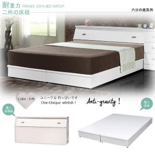 【Maslow-房東精選】雙人5尺床頭箱+耐重6分床底(白色)
