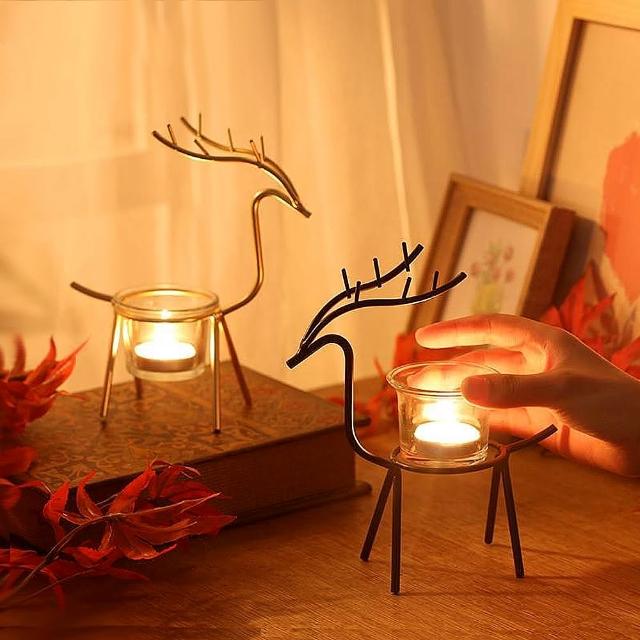 【URSTAR】小鹿金屬燭台 送蠟燭(可當多肉植物花架)