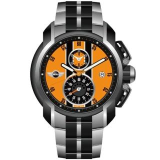 【MINI Swiss Watches】急速奔騰三眼計時腕錶(橘/45mm-MINI-38)