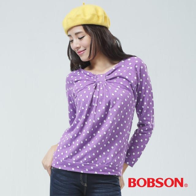 【BOBSON】前中抽皺上衣(紫色33075-62)