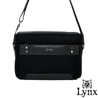 【Lynx】山貓紳士極簡風格橫式真皮斜側背包-小(3色)