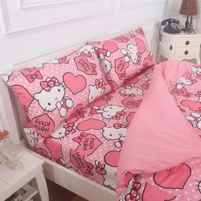 【寢城之戀】Hello Kitty 四件式被套床包組 粉紅佳人(雙人/台灣製造)