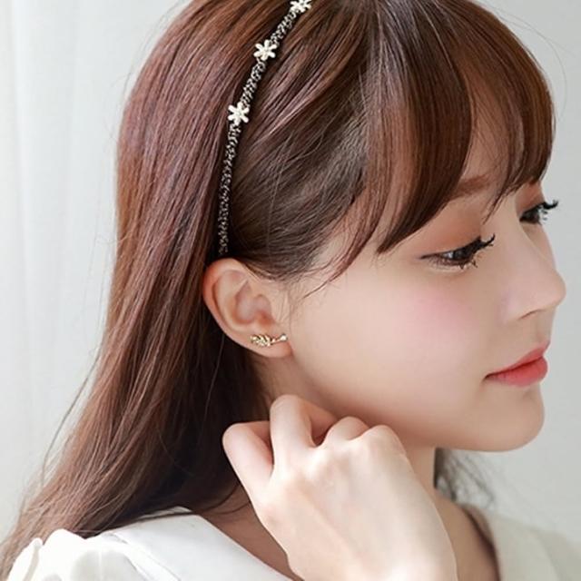 【Emi 艾迷】韓系純粹枝葉鋯石 925銀針 耳環