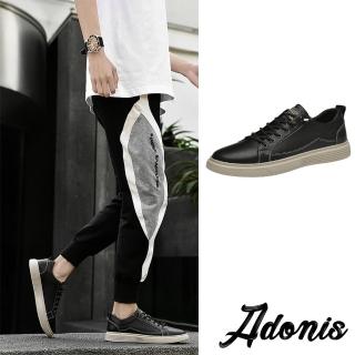 【Adonis】真皮板鞋/真皮復古時尚百搭休閒板鞋-男鞋(黑)