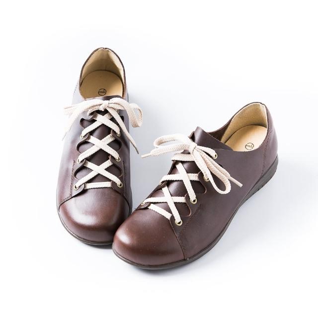 【ALAIN DELON】真皮舒適百搭女休閒鞋W7558(2色 桃紅色   咖啡色)
