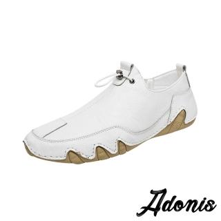 【Adonis】真皮休閒鞋/真皮舒適八爪大底束帶造型百搭休閒鞋-男鞋(白)