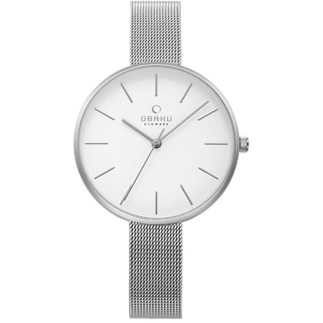 【OBAKU】經典俐落現代女性腕錶-白鋼(V211LXCIMC)