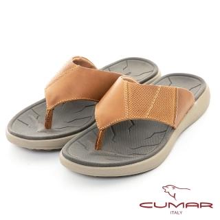 【CUMAR】簡約設計真皮夾腳鞋(黃色)