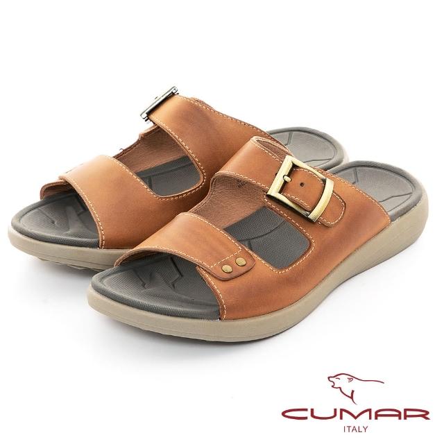 【CUMAR】舒適真皮經典造型拖鞋(黃色)