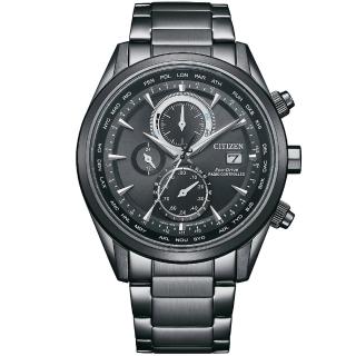 【CITIZEN 星辰】光動能電波萬年曆三眼計時手錶-43mm 畢業 禮物(AT8265-81E)