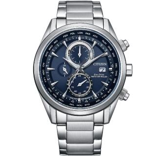 【CITIZEN 星辰】光動能電波萬年曆三眼計時手錶-43mm 畢業 禮物(AT8260-85L)