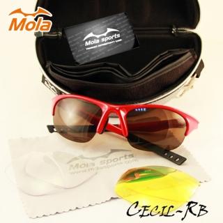 【MOLA SPORTS摩拉】運動太陽眼鏡墨鏡-整組UV400紅 小到一般臉型 騎車 高爾夫 跑步 棒球(Cecil_r)