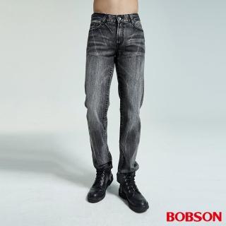 【BOBSON】男款仿皮繡花中直筒褲(1735-87)