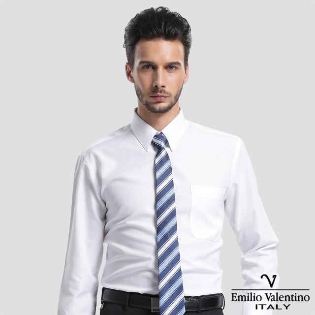 【Emilio Valentino 范倫提諾】保暖條紋長袖襯衫(白)