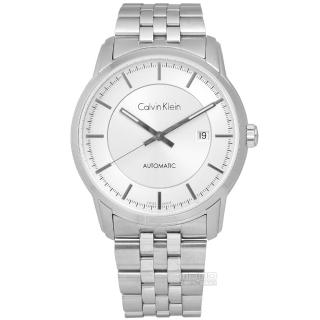【Calvin Klein】Infinite卓越自信質感不鏽鋼機械腕錶 銀色 42mm(K5S34146)