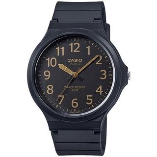 【CASIO】簡約指針設計時尚錶-黑x金色數字(MW-240-1B2)