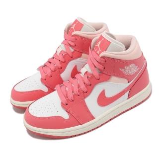 【NIKE 耐吉】Wmns Air Jordan 1 Mid 女鞋 男鞋 粉紅 白 草莓奶油 AJ1 一代 喬丹(BQ6472-186)