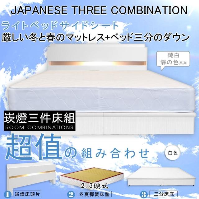 【HOME MALL-民宿風崁燈】雙人5尺三件式硬式彈簧床組(白色)