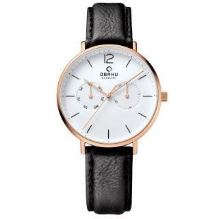 【OBAKU】丹麥皇家簡約雙眼時尚腕錶-白x黑(V182GMVWRB)