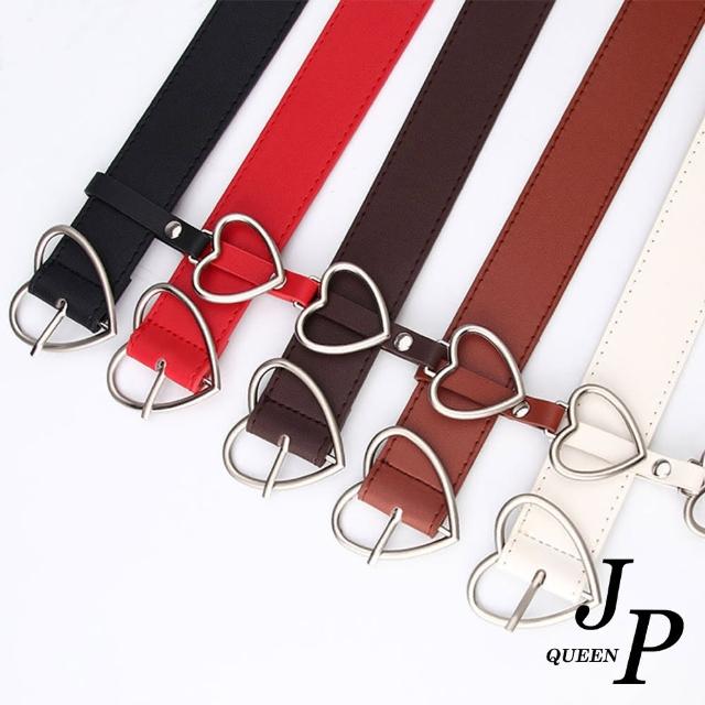 【Jpqueen】鏤空桃心吊飾甜美時尚針扣皮帶(5色可選)