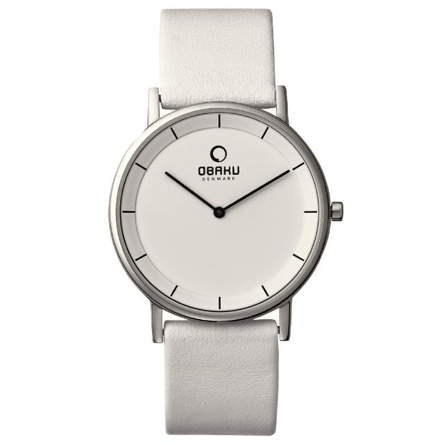 【OBAKU】纖薄哲學二針時尚腕錶-銀框白-大(V143XCWRW)