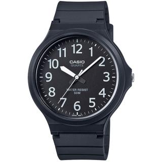 【CASIO】簡約指針設計時尚錶-黑x白色數字(MW-240-1B)