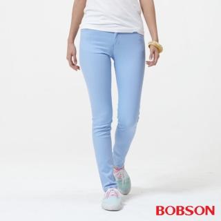 【BOBSON】女款低腰膠原蛋白彩色小直筒褲(天空藍8125-51)
