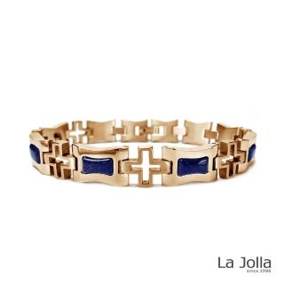 【La Jolla】知性時代 純鈦鍺手鍊(藍砂石-3G-金色)