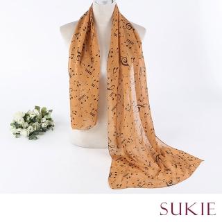 【Sukie】雪紡紗絲巾 音符絲巾/趣味音符印花50X160雪紡紗絲巾 圍巾(3色任選)