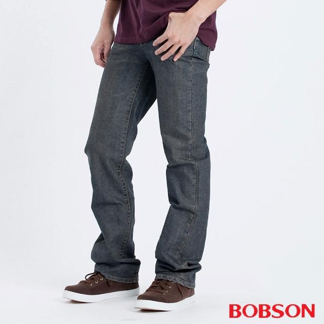 【BOBSON】男款低腰直筒褲(灰藍1691-53)