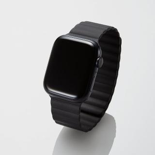 【ELECOM】apple watch49/45/44/42磁吸矽錶帶(黑)