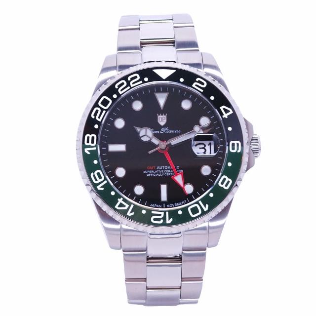 【Olym Pianus 奧柏】Olym Pianus 奧柏表 限量水鬼GMT超強夜光運動型機械腕錶/43mm-黑綠框-899831.5AG4S
