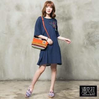 【潘克拉】設計款手繡蝴蝶洋裝-F(藍)