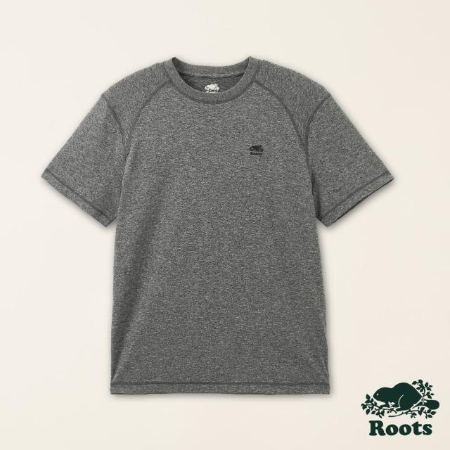 【Roots】Roots男裝-城市悠遊系列 抗UV透氣快乾短袖T恤(灰色)
