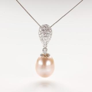 【寶石方塊】文如春華天然珍珠項鍊-925銀飾