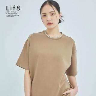 【Life8】EVENLESS 重磅 簡約織紋 寬版短袖上衣(71013)