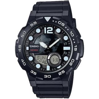 【CASIO 卡西歐】時尚電子錶-黑(AEQ-100W-1A)
