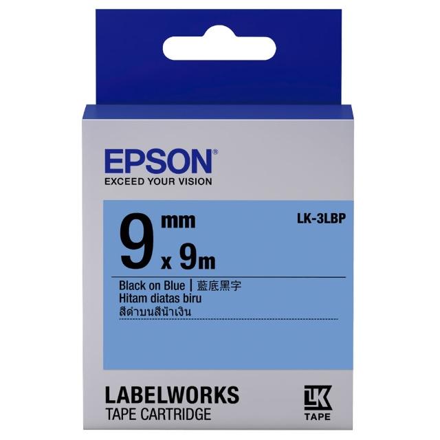【EPSON】標籤帶 藍底黑字/9mm(LK-3LBP)