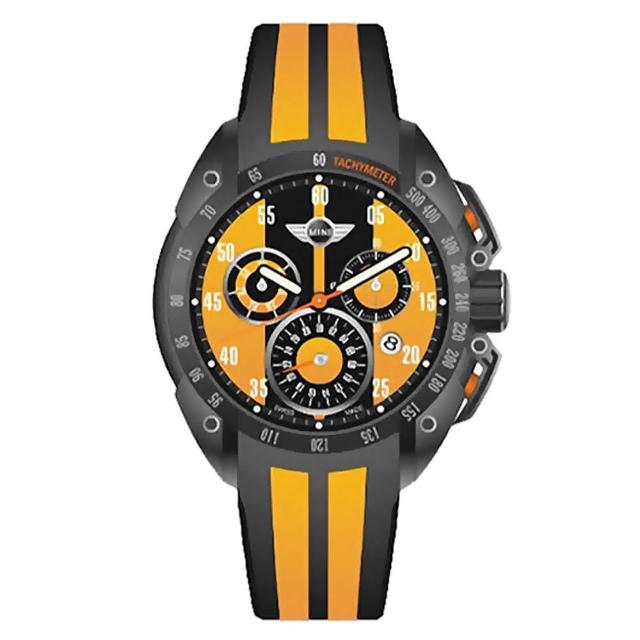 【MINI Swiss Watches】英倫風範運動計時腕錶-黃x黑(MINI-160102)