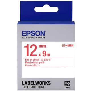 【EPSON】標籤帶 白底紅字/12mm(LK-4WRN)