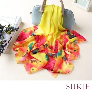 【Sukie】雪紡紗絲巾 蝴蝶絲巾/浪漫蝴蝶花朵50X160雪紡紗絲巾 圍巾(4色任選)