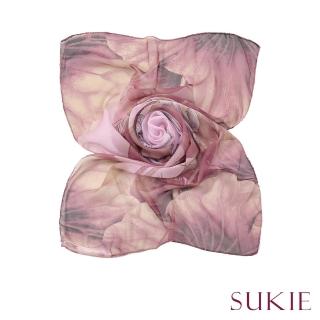 【Sukie】雪紡紗絲巾 印花絲巾/荷塘月色印花50X150雪紡紗絲巾 圍巾(6色任選)