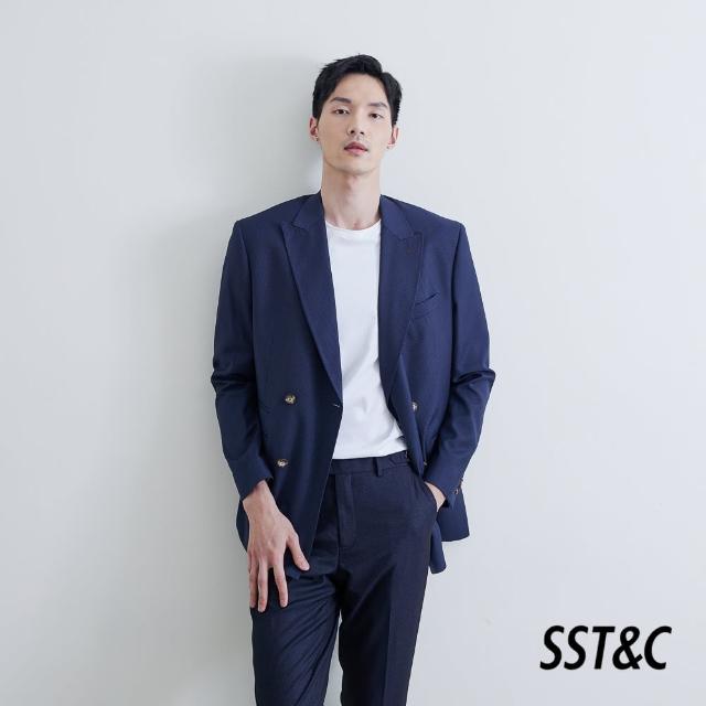 【SST&C.超值限定】深藍色細紋修身西裝外套0161807001