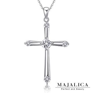 【Majalica】純銀項鍊.十字架.新年禮物(銀色白鋯)