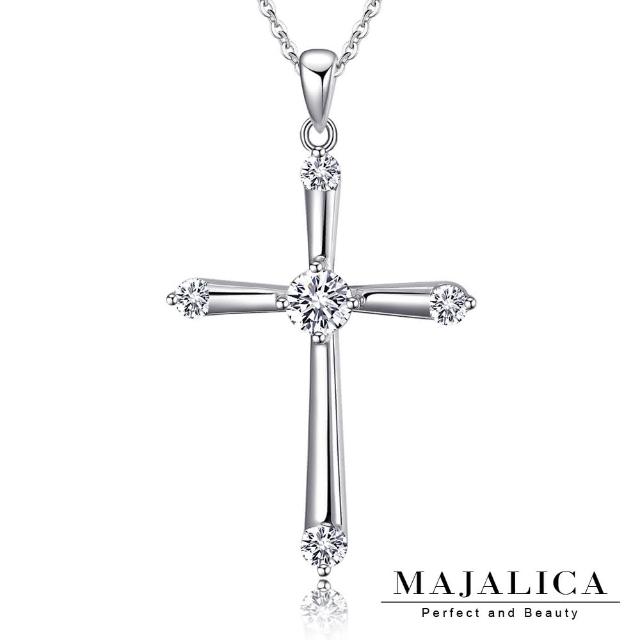 【Majalica】純銀項鍊.十字架.新年禮物(銀色白鋯)